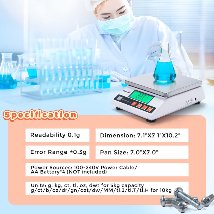 Bonvoisin 10kg x 0.1g Digitalwaage Waage Genaue Elektroniklaborwaage Analytische Waage Industrielle