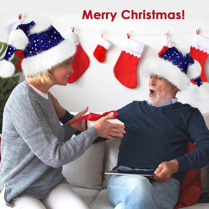 Weihnachtsmütze für Erwachsene, Plüsche Nikolausmütze für Damen und Herren, Warm and Dicker Weihnach