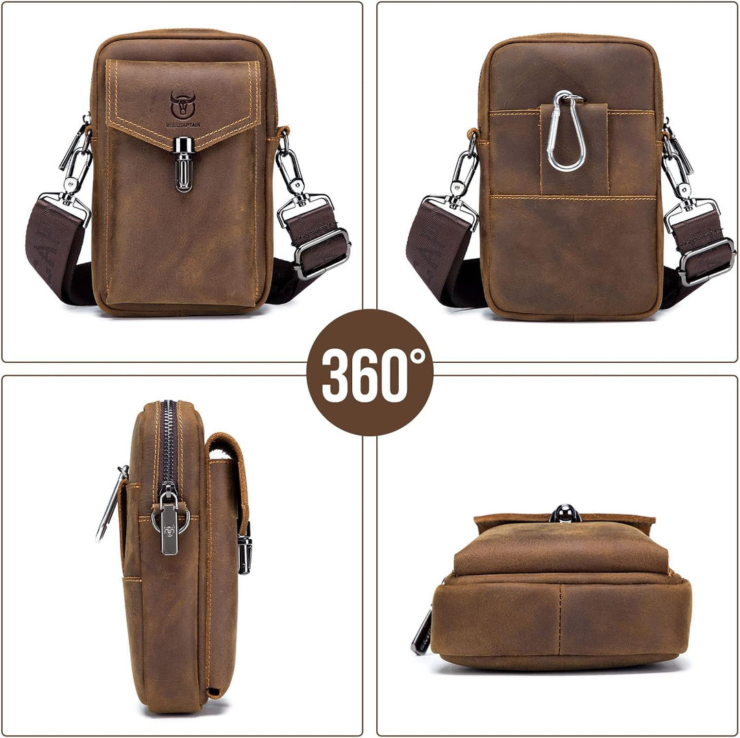 BAIGIO Handytasche Leder Vintage Gürteltasche Herren Hüfttasche Klein Schultertasche Umhängetasche R