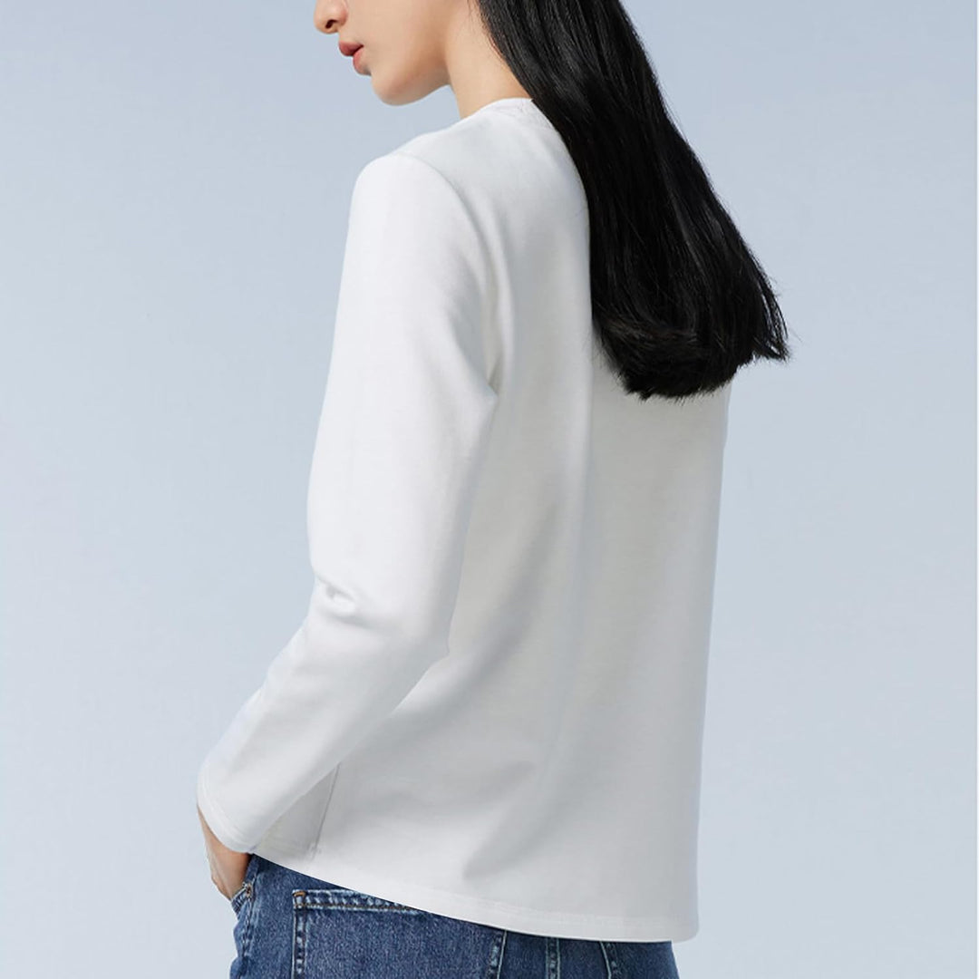 LiKing Langarmshirt Damen Basic Longsleeve Langarm-Shirt Oberteil Tops mit Stretch Baumwolle 3er Pac