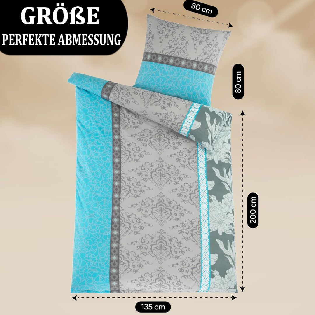 BFW 4 TLG Warme Microfaser Fleece Winter Bettwäsche 135x200 + 80x80 viel Auswahl, Design - Motiv:Des