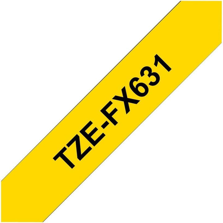 Brother Original P-touch Schriftband TZE-FX631 12 mm, schwarz auf gelb (u.a. für Brother P-touch PT-