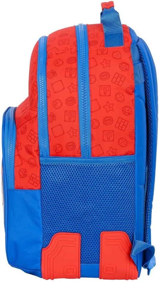 SAFTA Unisex Kinder, bunt 612108773 Mario Bros Doppelter Rucksack, 32 x 42 x 15 cm