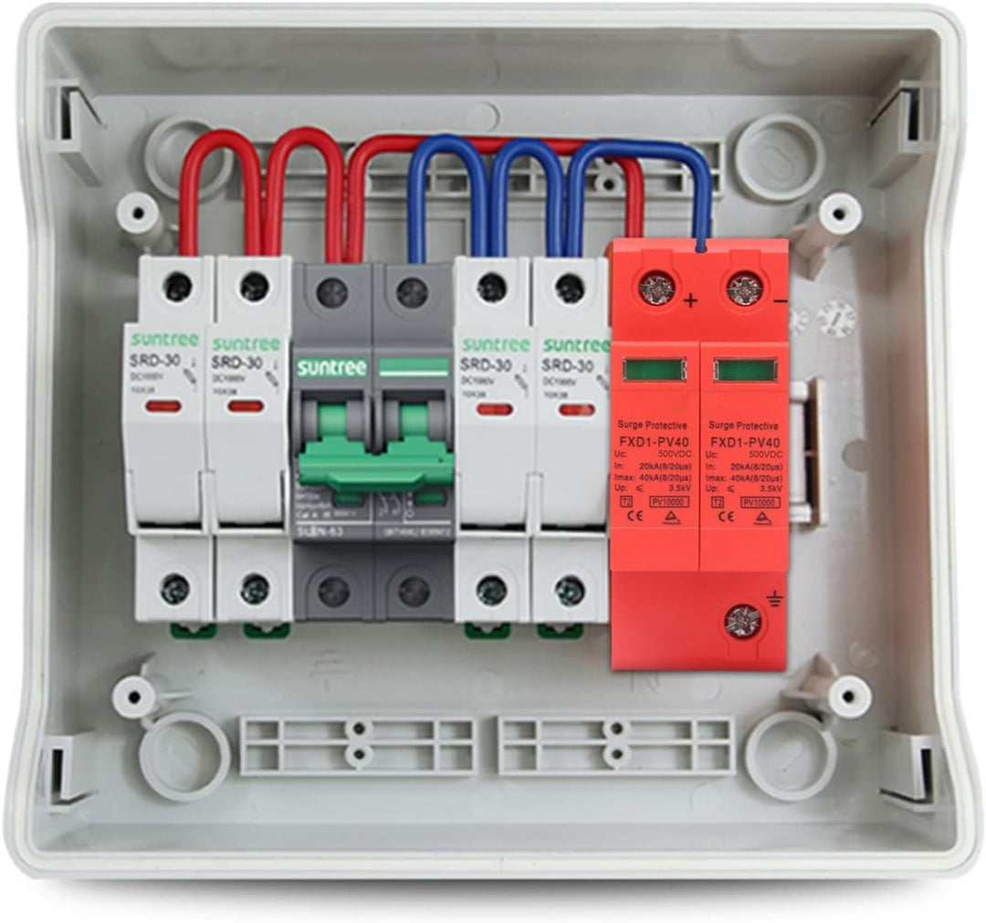 Agatige 2Pcs Überspannungsschutzgeräte, DC-Photovoltaik-Ableiter-Spannungs-Blitzschutz 2P 40KA mit F