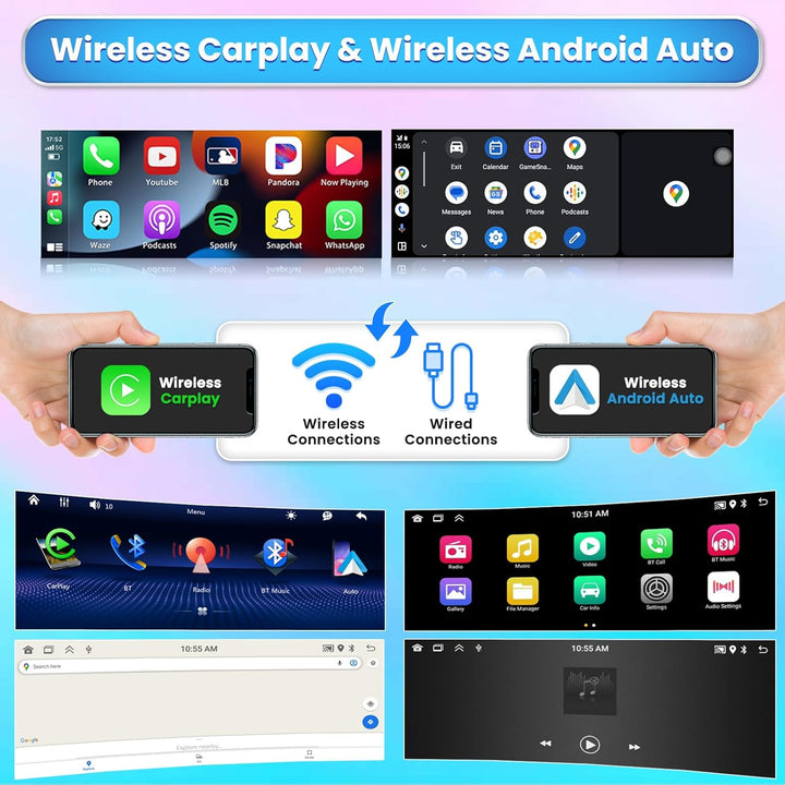 DAB/DAB+ [2G+64G] Android 15 Hikity Autoradio Navi 1Din mit Wireless Carplay Android Auto, 6.9Zoll T