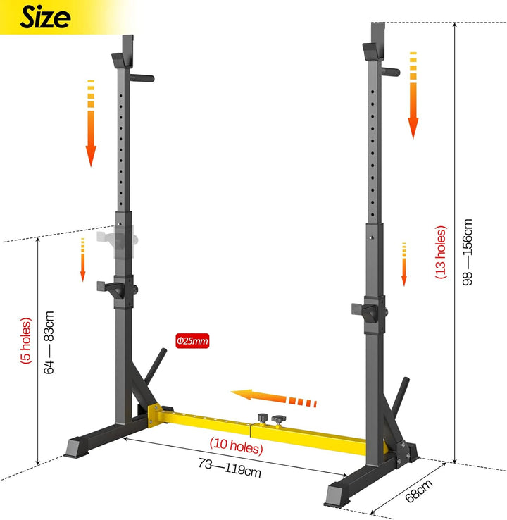 Squat Rack Hantelständer, verstellbare Langhantelablage höhenverstellbar, Multifunktione Kniebeugens