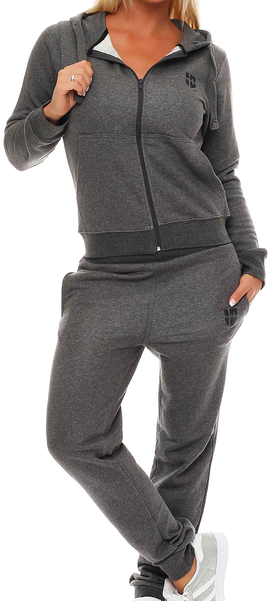 Gennadi Hoppe Damen Jogginganzug - Stilvoller Sportanzug &amp; Trainingsanzug S dunkel grau, S dunkel gr