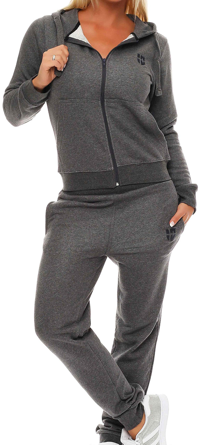 Gennadi Hoppe Damen Jogginganzug - Stilvoller Sportanzug &amp; Trainingsanzug S dunkel grau, S dunkel gr