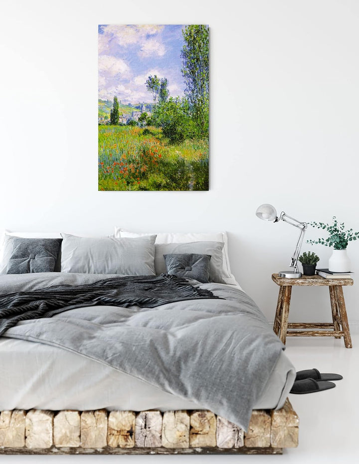 Claude Monet - Aussicht von Vétheuil- Impression als Leinwandbild / Grösse: 100x70 cm / Wandbild / K