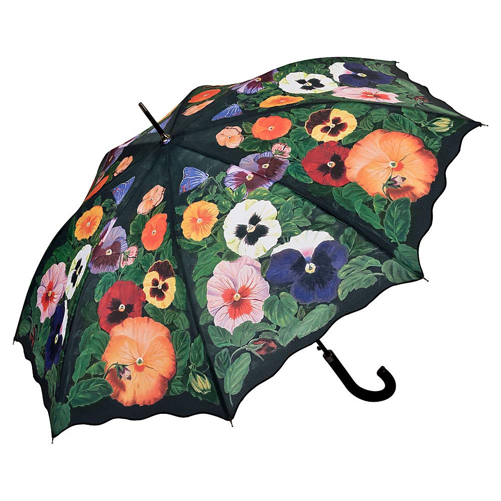 VON LILIENFELD Regenschirm Stiefmütterchen Auf-Automatik Damen Stockschirm Stabil Blumen
