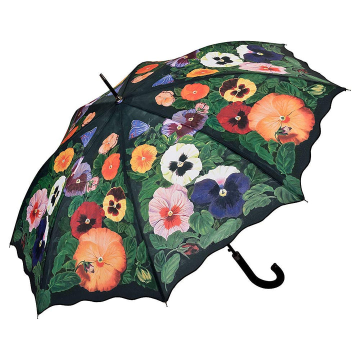 VON LILIENFELD Regenschirm Stiefmütterchen Auf-Automatik Damen Stockschirm Stabil Blumen