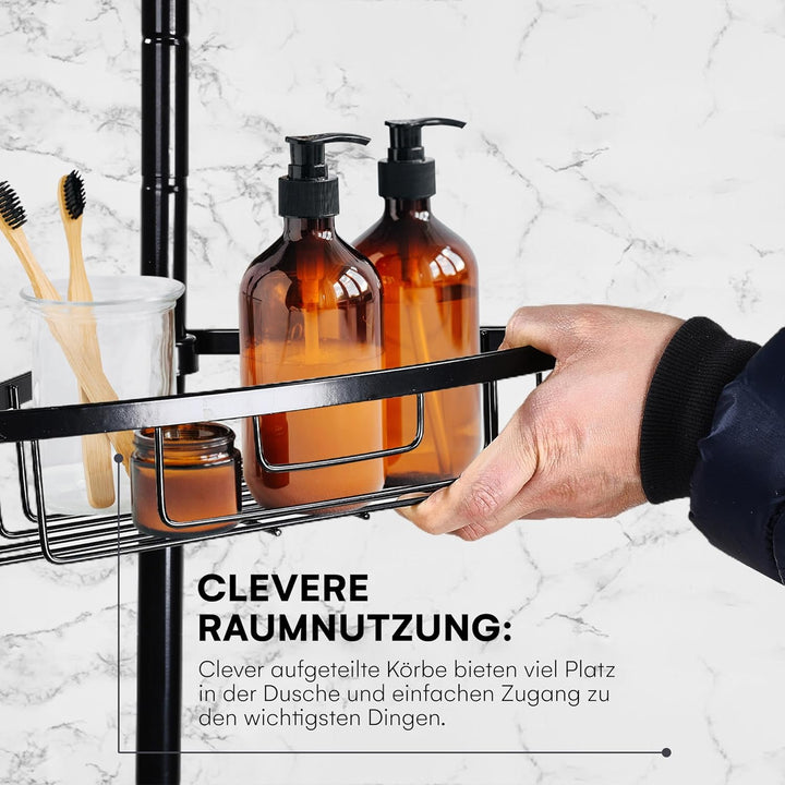smartpeas Teleskop-Duschregal - Silber, rost- und Kratzfest, Edelstahl pulverbeschichtet, Elegantes