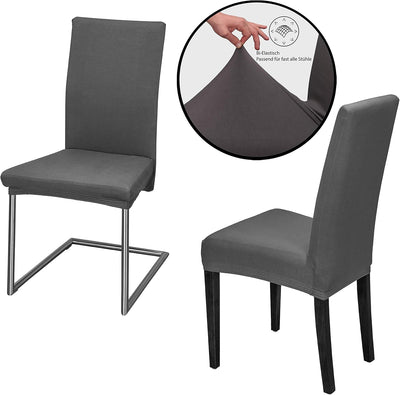 Staboos Stuhlhussen 4er Set - Hohe Elastizität - Stuhlbezug 4er Set - ÖKO TEX Zertifiziert (Dunkelgr