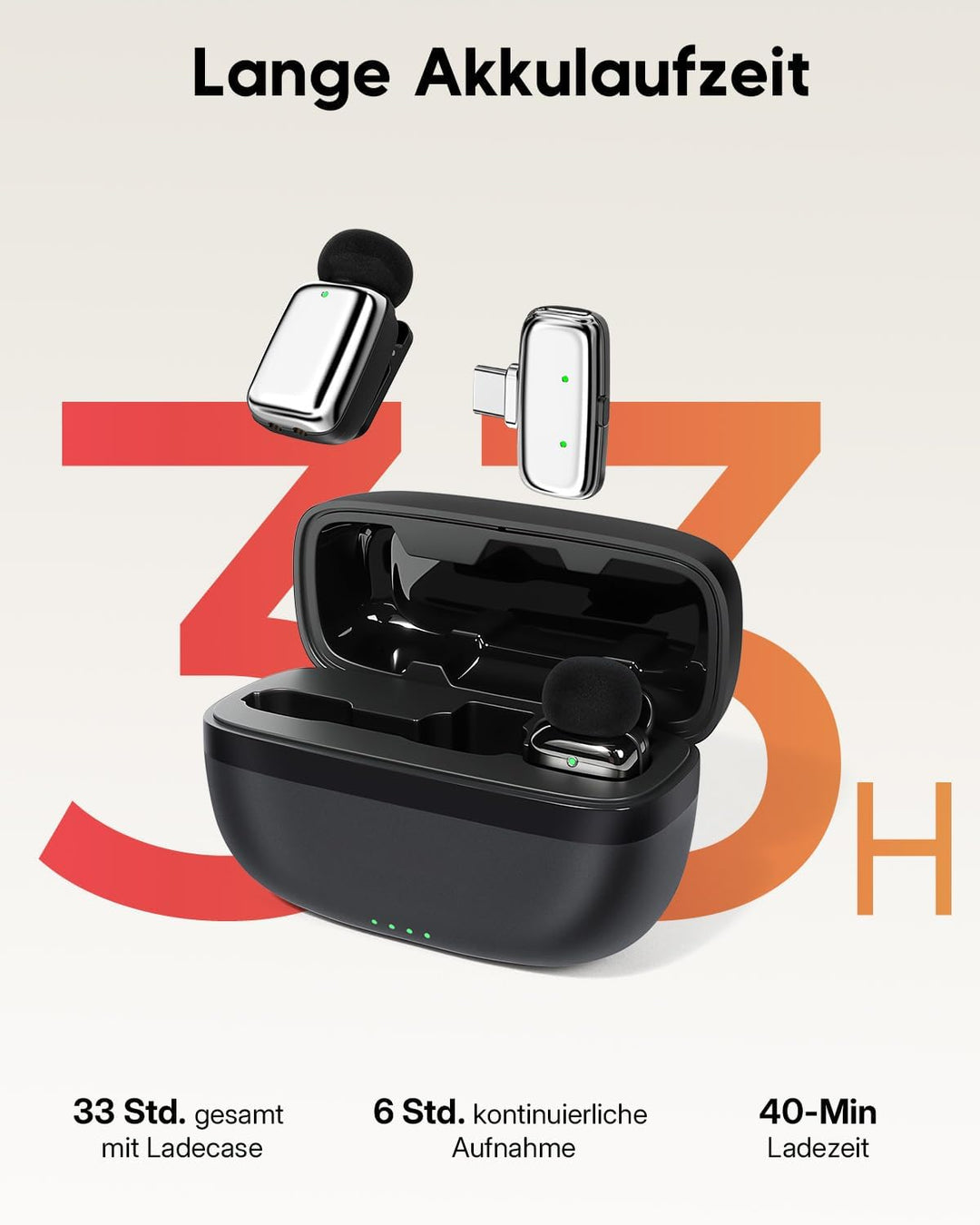 Kabelloses Mini-Mikrofon für Phone/Android/Pad 2er-Pack, Lavalier Ansteckmikrofon mit Lightning, USB