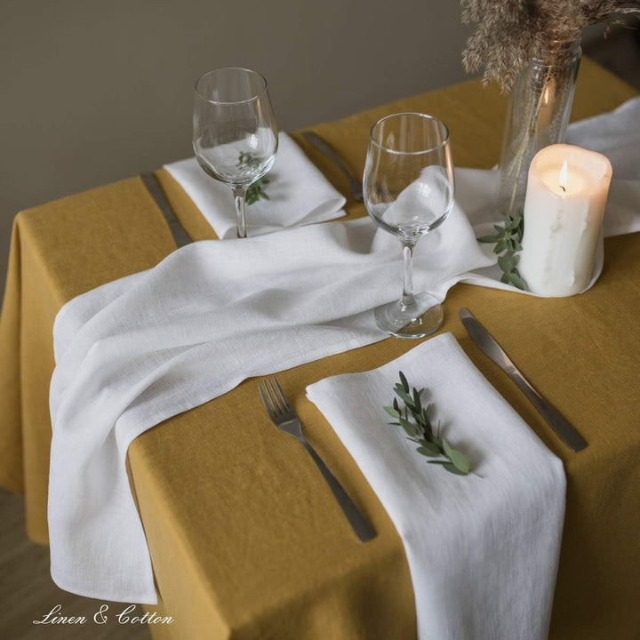 Linen & Cotton Hochwertige 4 x Stoffservietten/Servietten Stoff/Leinenservietten Hygge - 100% Leinen