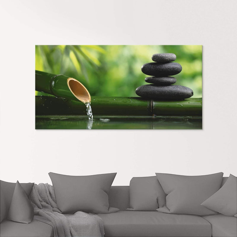 ARTland Glasbilder Wandbild Glas Bild einteilig 100x50 cm Querformat Asien Wellness Zen Spa Steine B