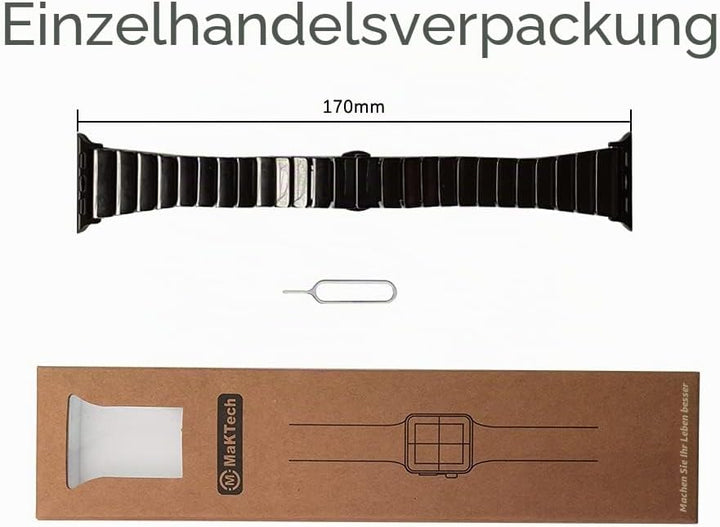 MaKTech Keramikarmband,Schlankes Gliederarmband Band Kompatibel mit Apple Watch Series 9/Ultra 2/SE/