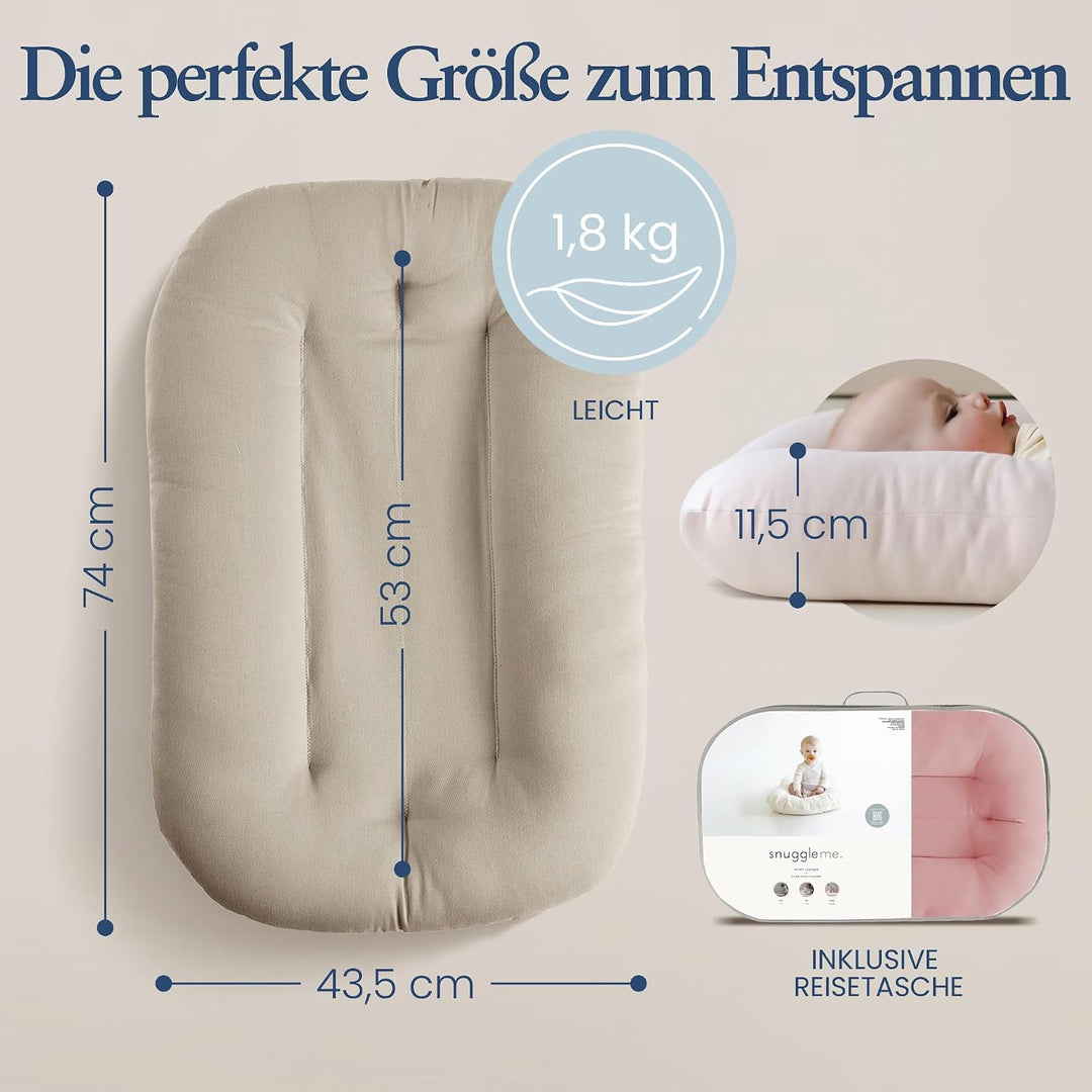 snuggle me® Babynest (0-9 Monate) - Premium Babynestchen Neugeborene, Weiche Bio-Baumwolle mit Fiber