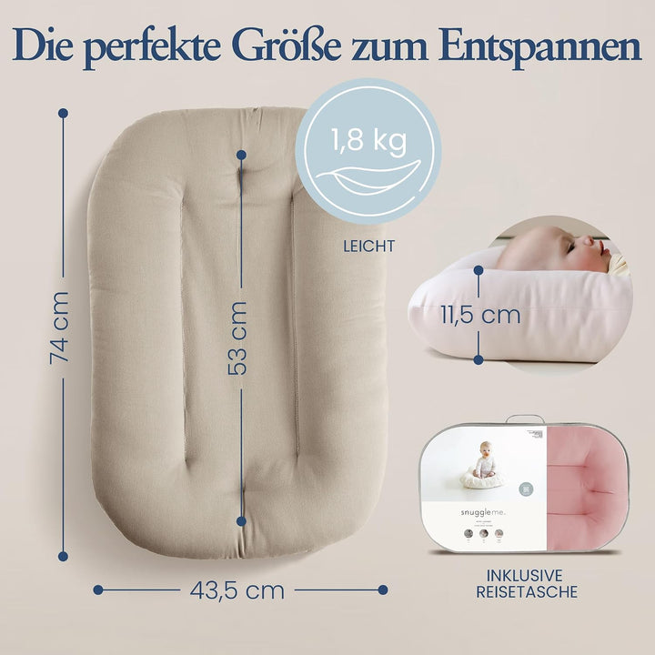 snuggle me® Babynest (0-9 Monate) - Premium Babynestchen Neugeborene, Weiche Bio-Baumwolle mit Fiber