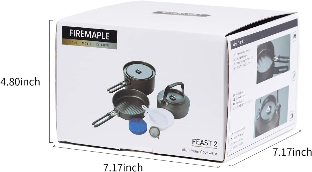 Fire-Maple Feast 2 Camping Kochgeschirr Set Outdoor-Kochset mit Topf, Wasserkocher, Pfanne, Schalen