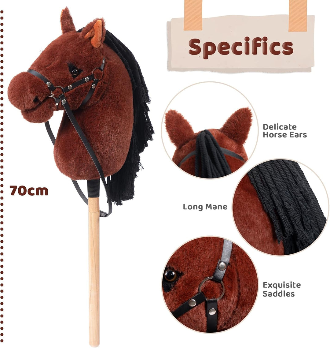 BEJOY Steckenpferd Spielzeug Pferd, Hobby Horse Holzpferd Plüschpferd zum Reiten für Kinder mit Half