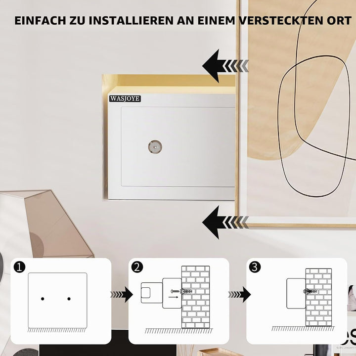 WASJOYE Mini Safe Tresor mit Schlüssel, 17 * 23 * 17cm Mini Tresor mit Schloss für Zuhause/Büro, 6.6