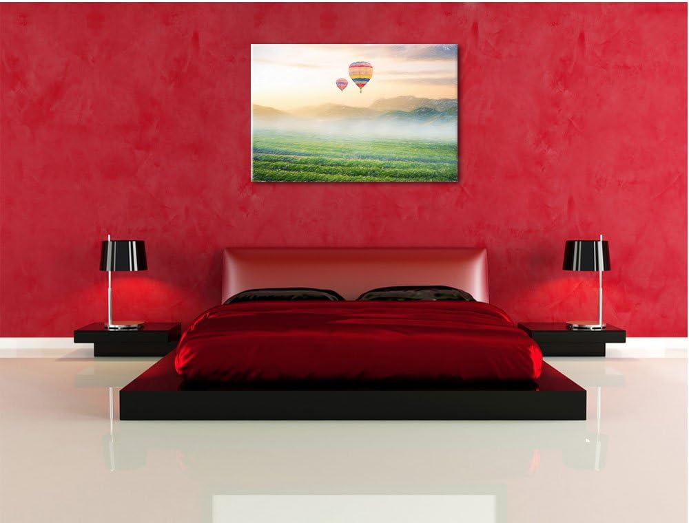 Pixxprint Heissluftballon Landschaft als Leinwandbild/Grösse: 100x70 / Wandbild/Kunstdruck/fertig be