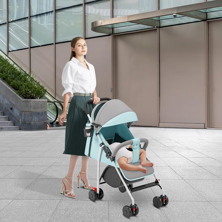 OHMG Kinderwagen Premium Kinderbuggy klappbar Liegebuggy Sportwagen Faltbar 360°Räder 5-Punkt Gurt I