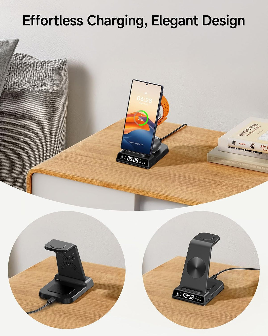 leQuiven Induktive Ladestation für Samsung, 3 in 1 Kabelloses Ladestation für Galaxy S24 Ultra/Z Fol