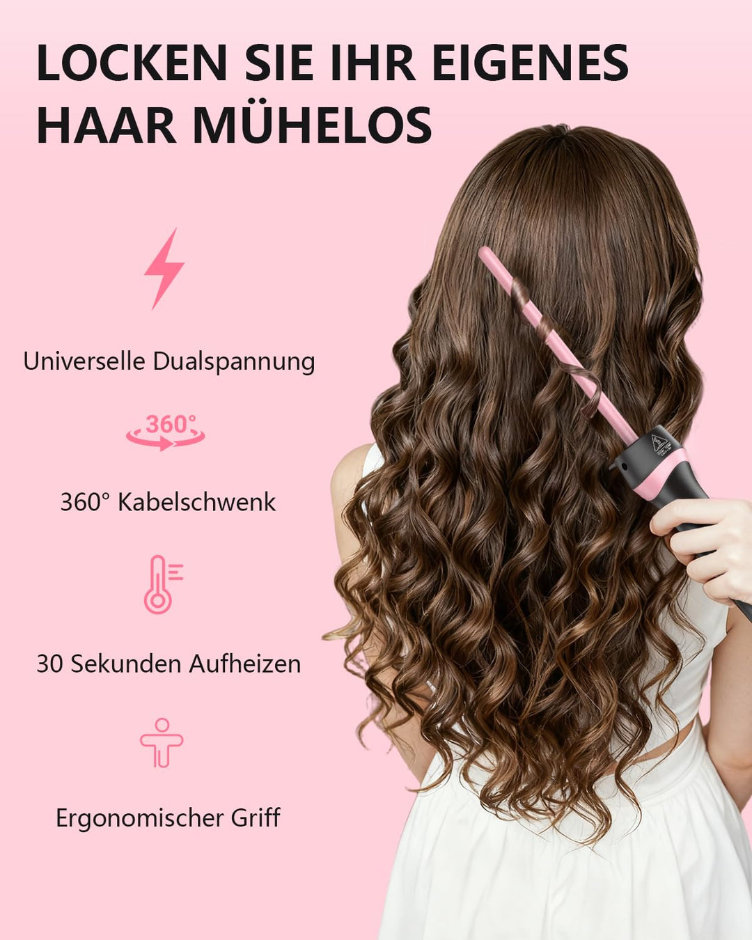 6 in 1 Lockenstab &amp; Schnellaufheizendes Lockenstab-Set mit 6 austauschbaren Keramik-Barrels, schnell