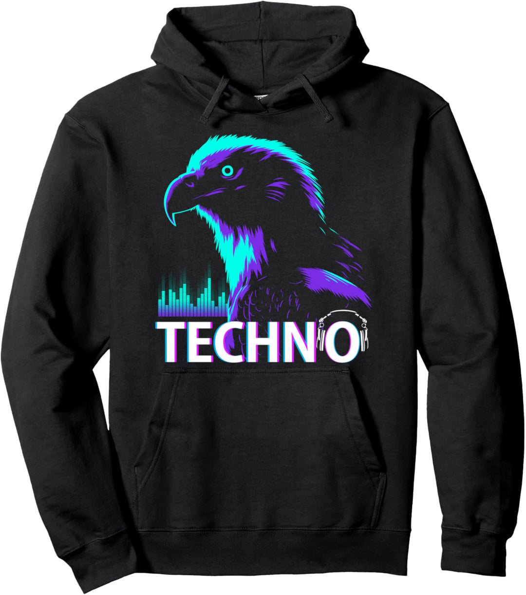 Techno Retro Adler Pullover Hoodie