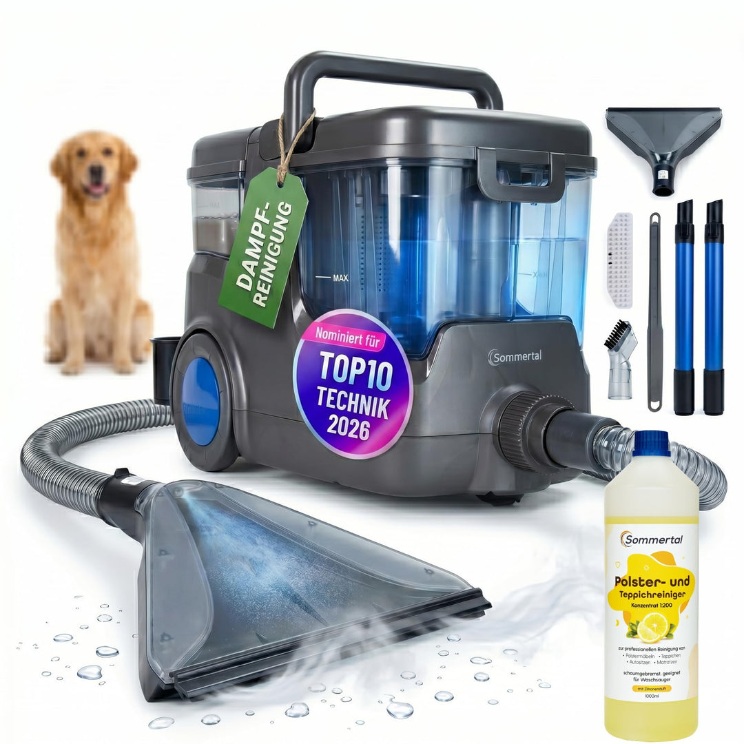 Sommertal HYDRO 9000 MAX Waschsauger | 1.000W, 28 kPa | Teppichreiniger & Polsterreiniger mit Dampfs