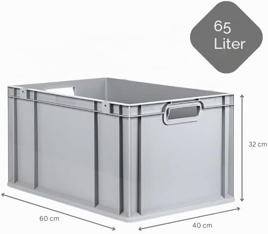 PROREGAL SuperSparSet 3x Eurobox NextGen Grip | HxBxT 32x40x60cm | 65 Liter | Griffe offen | Verstär