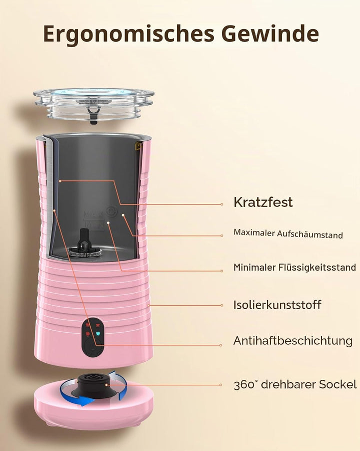 Morpilot Elektrischer Milchaufschäumer, automatischer Milchaufschäumer, 4 in 1, freie Wahl der Schau