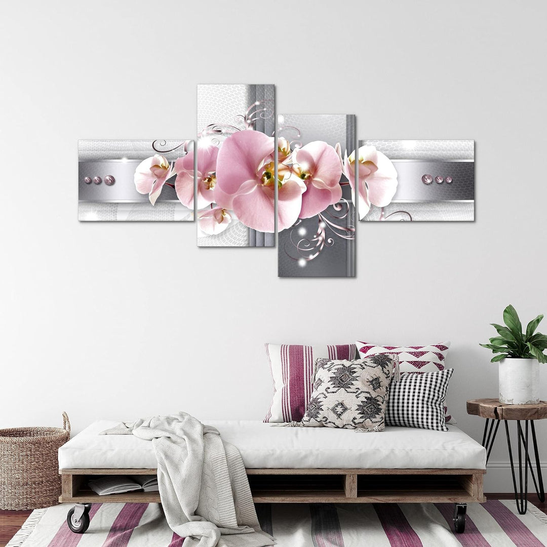 Runa Art Bild XXL 4 Teilig Blumen Orchidee 200 x 100 cm Kunstdruck auf Vlies Leinwand Wanddeko Wohnz