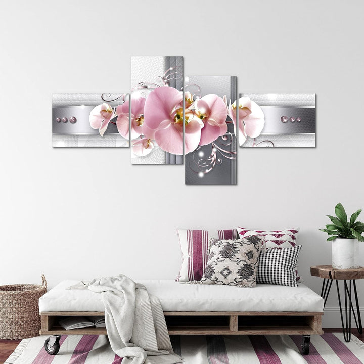 Runa Art Bild XXL 4 Teilig Blumen Orchidee 200 x 100 cm Kunstdruck auf Vlies Leinwand Wanddeko Wohnz