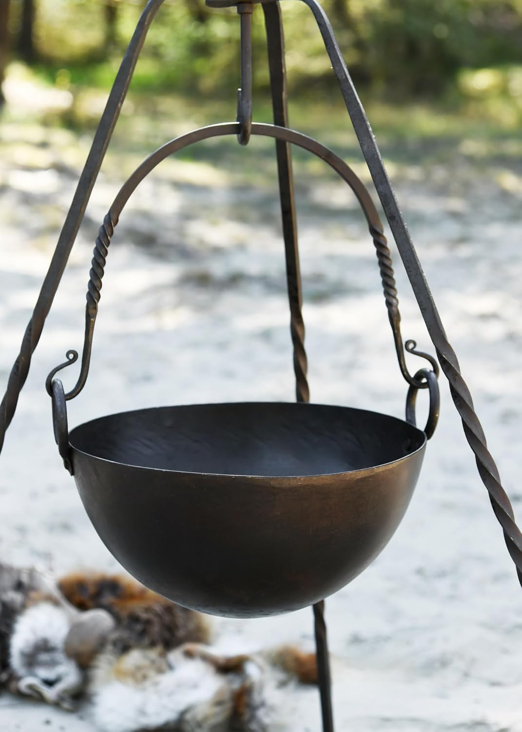 Runder Lagertopf aus Stahl Gulaschkessel Mittelalter Lagerleben LARP Wikinger Topf Lagerküche 2,5 Li