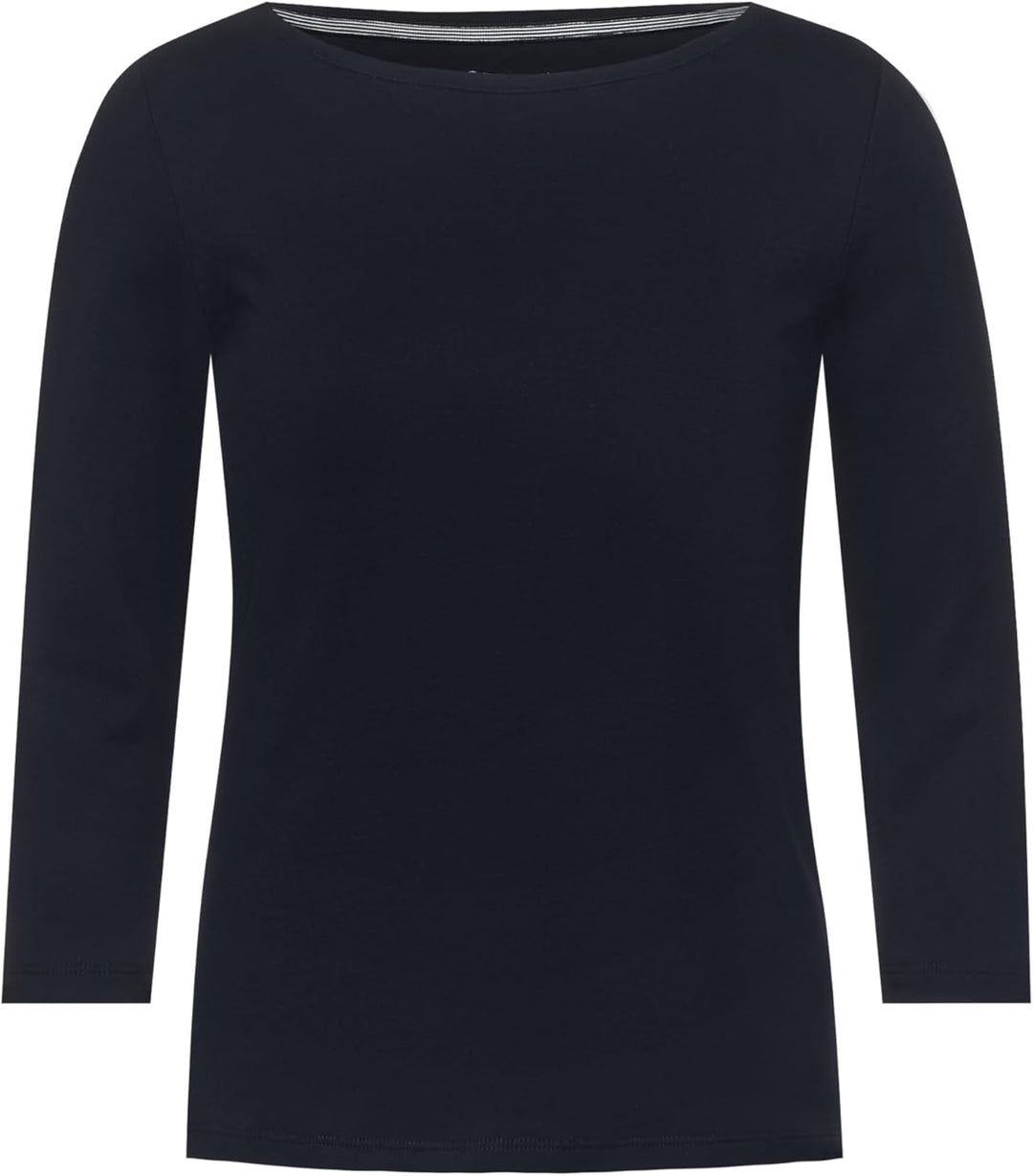 Cecil Damen Boatneck Basic Baumwollshirt U-Boot Ausschnitt S Deep Blue, S Deep Blue