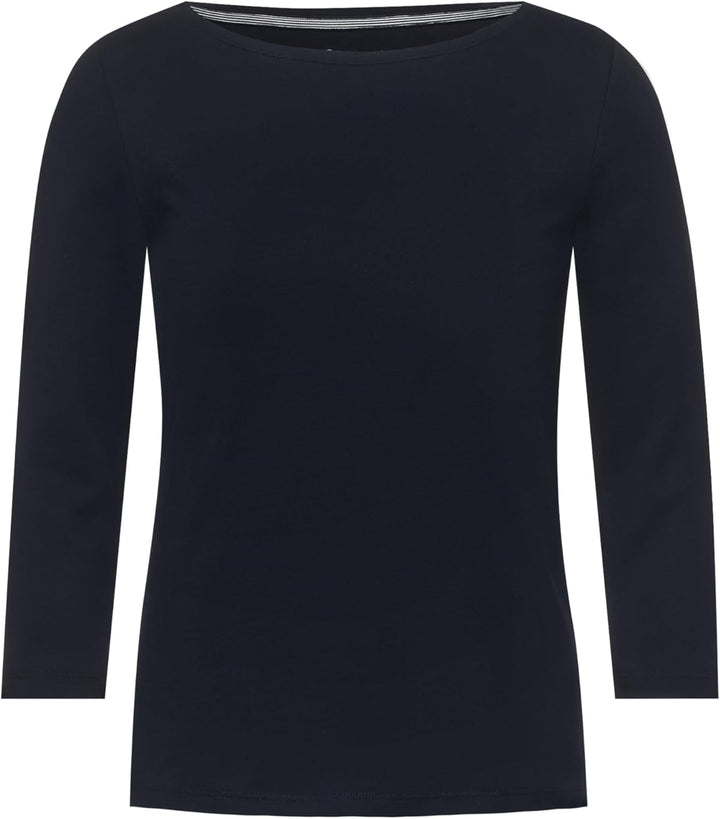 Cecil Damen Boatneck Basic Baumwollshirt U-Boot Ausschnitt S Deep Blue, S Deep Blue