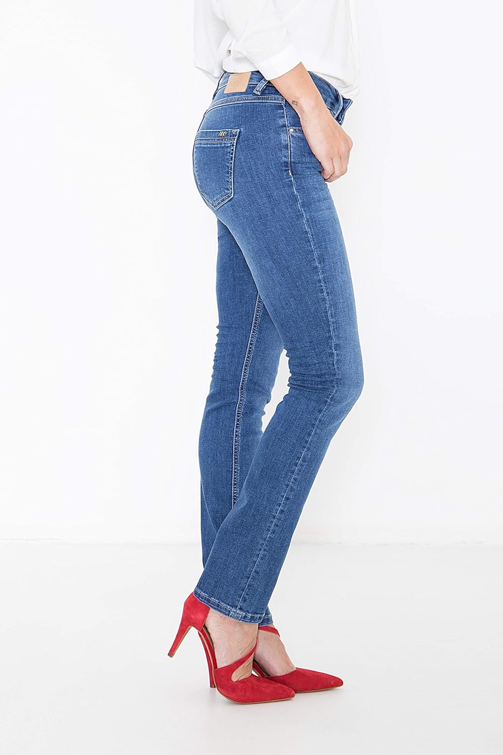 ATT Jeans Damen Basic Jeans | Slim Fit | 5 Pocket Jeans | Waschung Belinda 32W / 32L Darkblue, 32W /