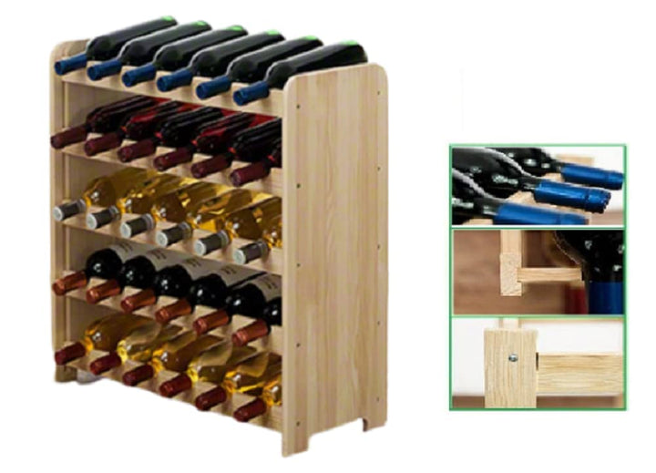 SMH LINE® Weinregal Flaschenregal Weinschrank Flaschenständer 30 Flaschen Stabil Kiefer Holz