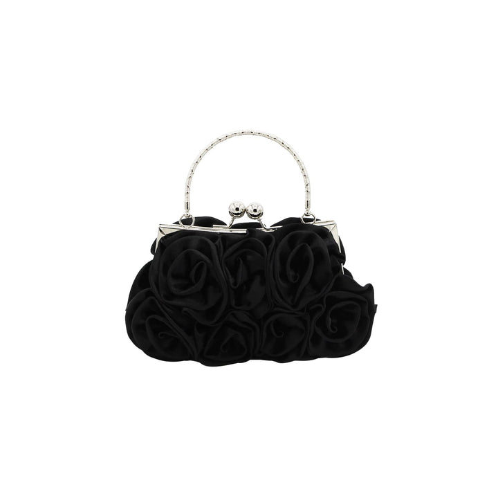 CORIOS Damen Elegante Abendtasche Blumen Clutch Tasche Handtasche mit Kette Kiss Lock Mini Rose Schu