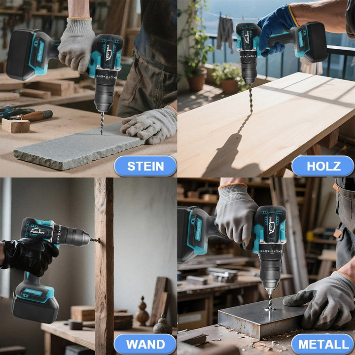 Akku Schlagbohrschrauber Kompatibel mit Makita 18V 13MM Bürstenloser Bohrschrauber 35+3 Drehmomentst
