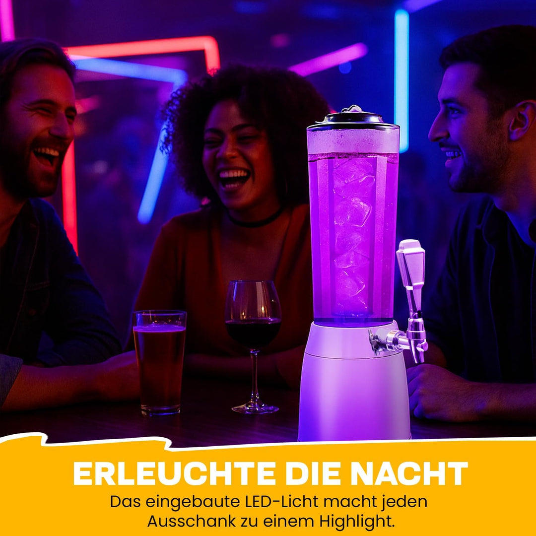4,0L Biersäule Zapfsäule Kult Biertower Trinksäule Getränkespender Getränkesäule mit 1,3L Eiskühlung