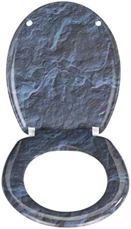 WENKO WC-Sitz Slate Rock, Toilettensitz mit Absenkautomatik, hygienischer WC-Deckel mit Schiefer-Ste