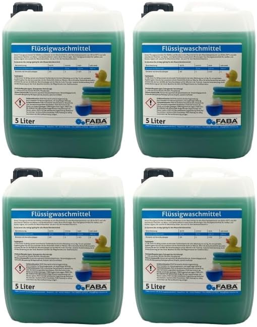 FABA 20 L Flüssigwaschmittel Konzentrat grün frisch GRATIS Ausgiesser 4 x 5 L