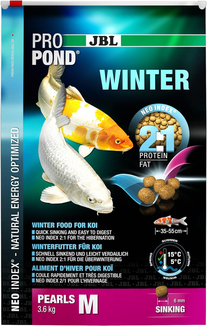 JBL Winterfutter für Koi, Sinkende Futterperlen, Saisonfutter, ProPond Winter, Grösse M, 3,6 kg 3.6