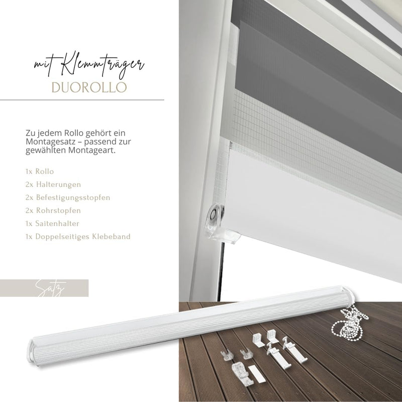 Home-Vision® DuoRollo Klemmfix, Doppelrollo ohne Bohren mit Klämmträgern, Rollos für Fenster und Tür