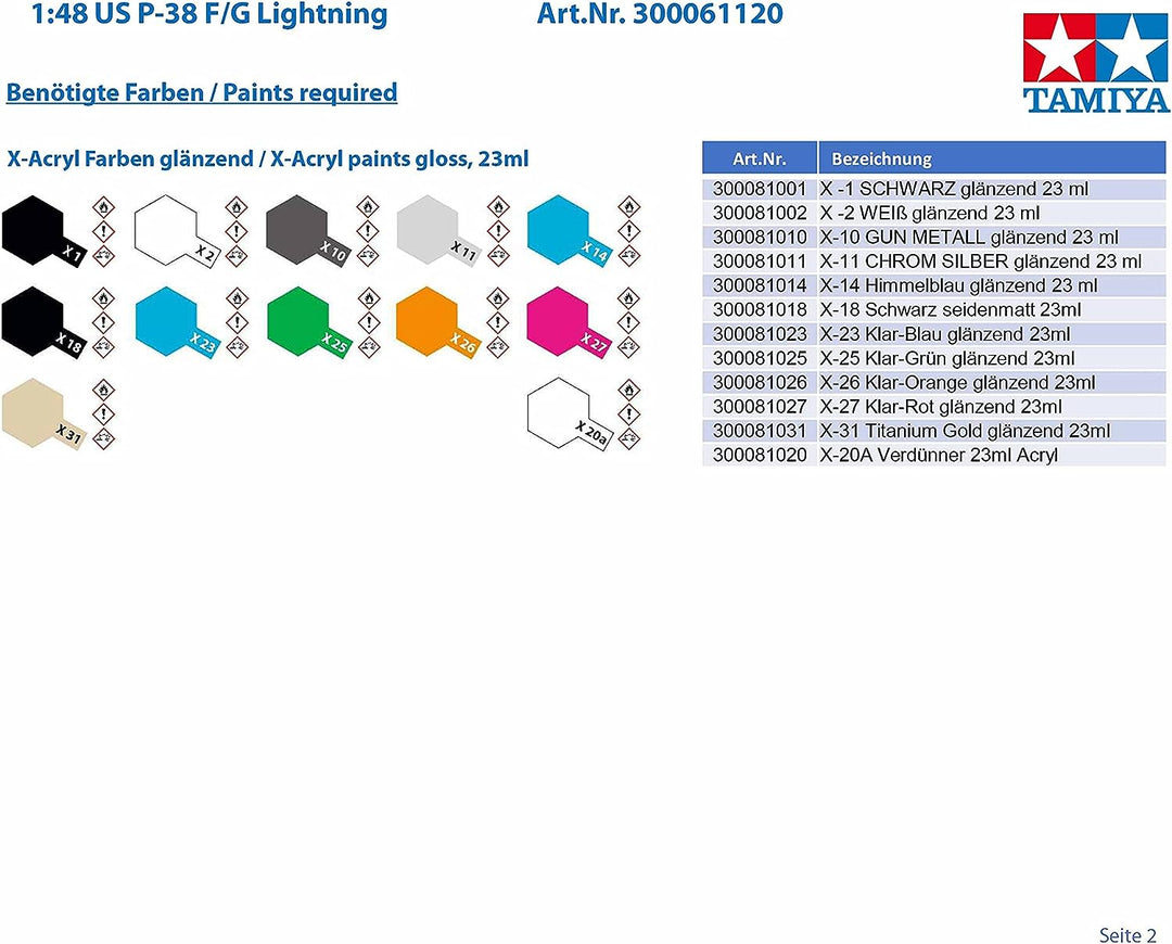 Tamiya 300061120 Fahrzeug 1:48 US P-38 F/G Lightning, originalgetreue Nachbildung, Modellbau, Plasti