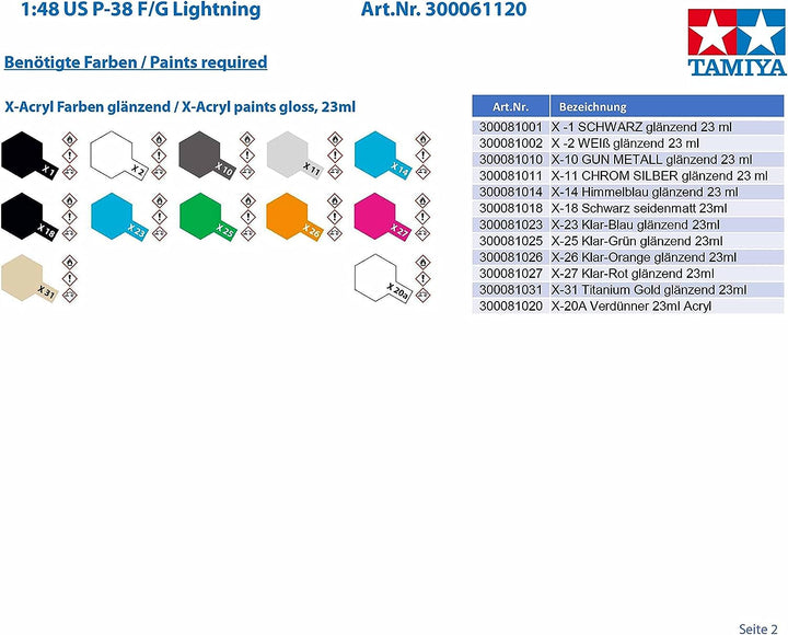 Tamiya 300061120 Fahrzeug 1:48 US P-38 F/G Lightning, originalgetreue Nachbildung, Modellbau, Plasti